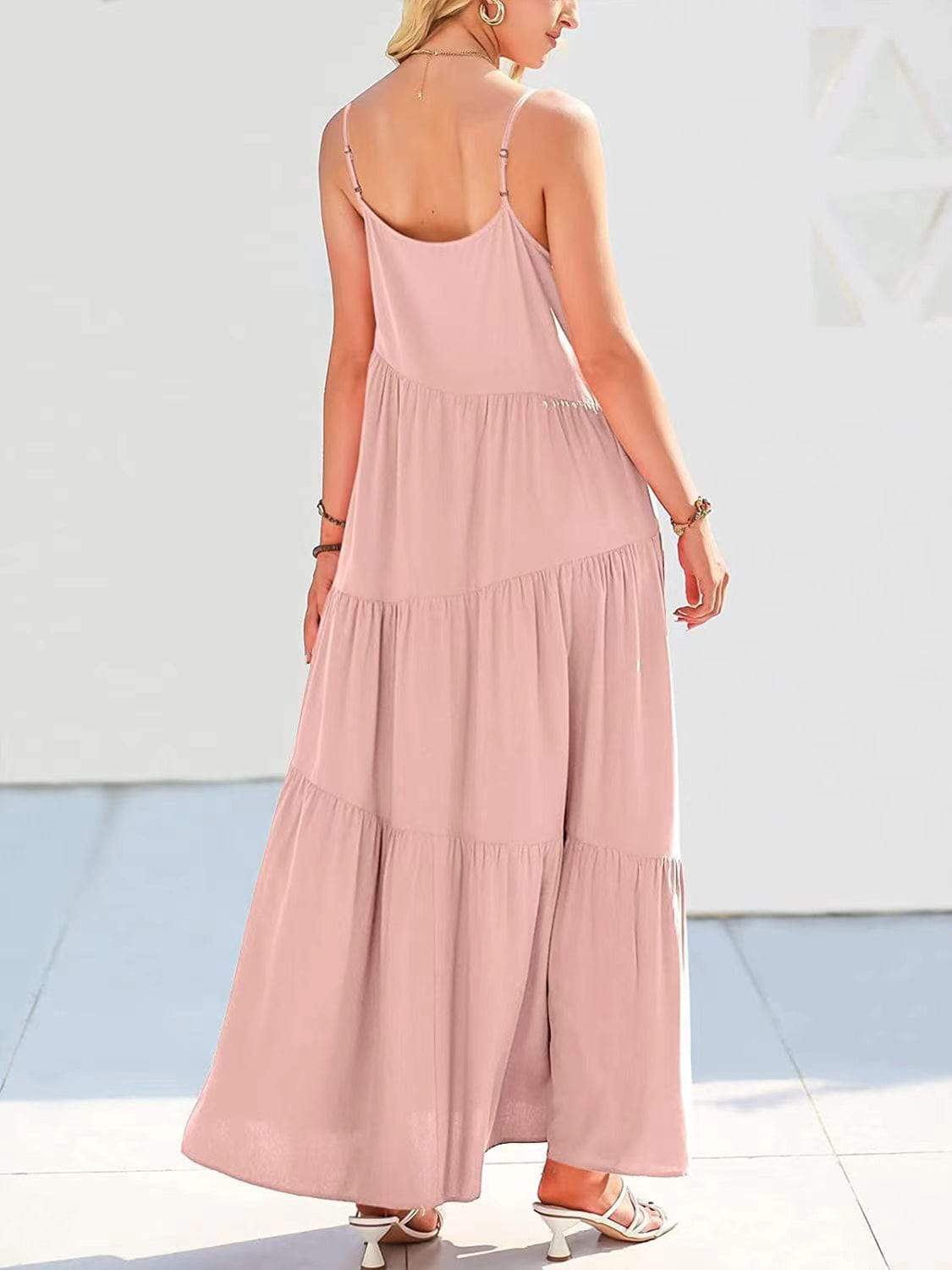 Full Size Ruched Tiered Spaghetti Strap Dress - Trendsi - Flyclothing LLC