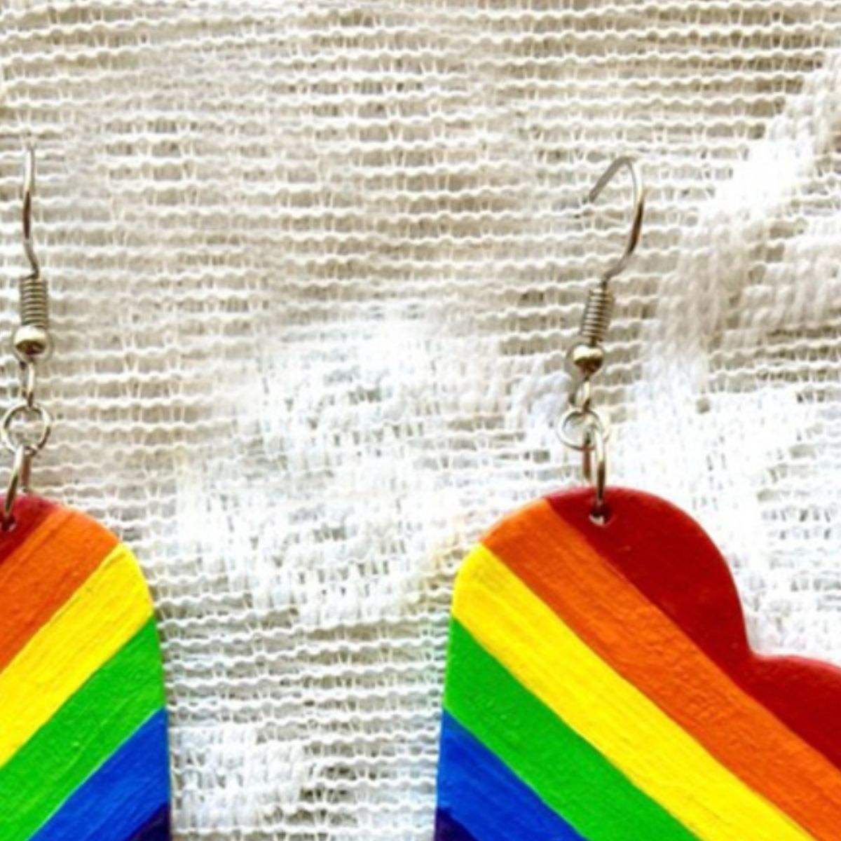 Leather Colorful Striped Heart Earrings - Trendsi - Flyclothing LLC
