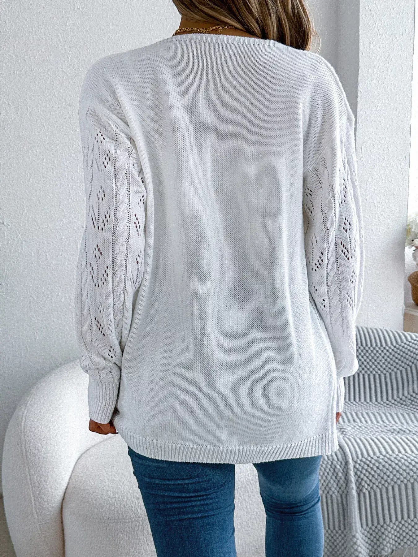 Openwork Open Front Long Sleeve Cardigan - Trendsi - Flyclothing LLC