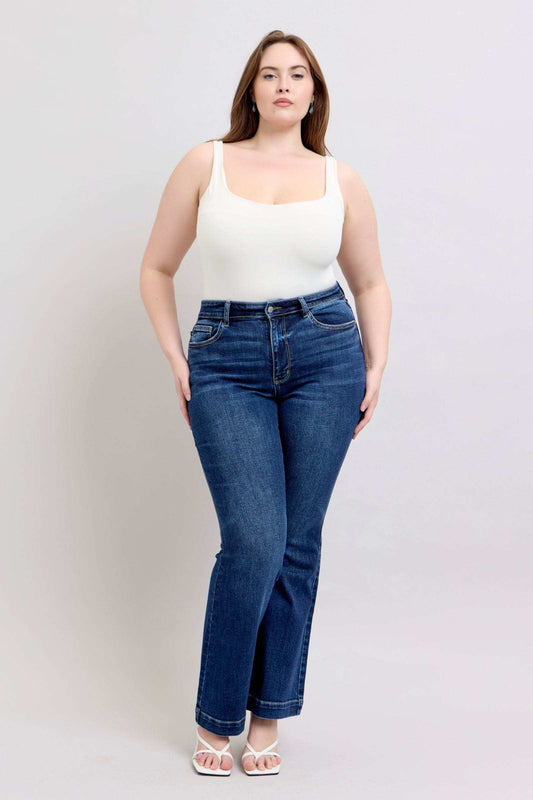 Judy Blue Full Size High Rise Flare Jeans with Pockets Plus Size - Trendsi - Flyclothing LLC