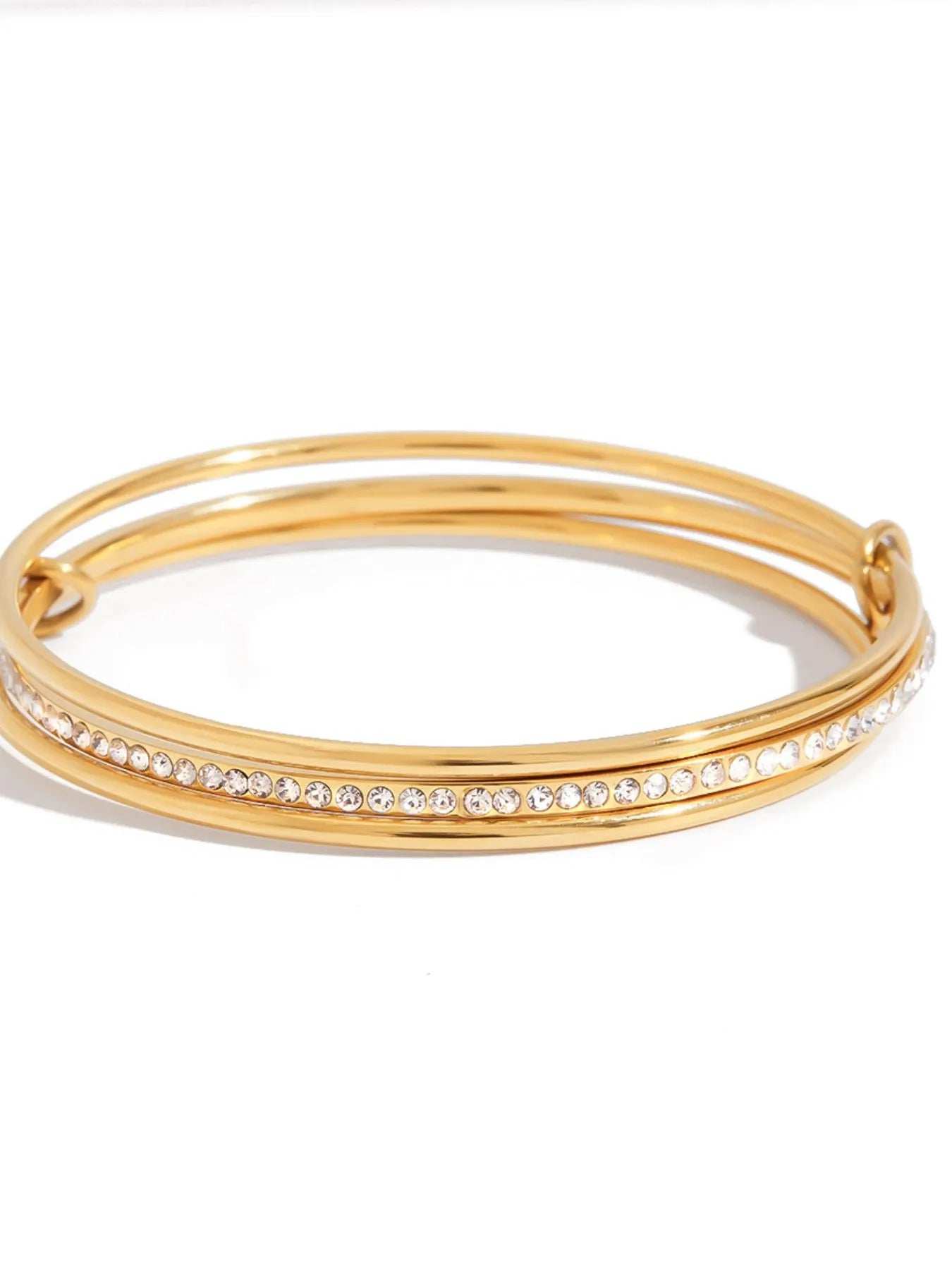 18K Gold-Plated Crossover Inlaid Zircon Bracelet - Trendsi - Flyclothing LLC