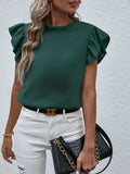 Mock Neck Ruffled Cap Sleeve Blouse - Trendsi - Flyclothing LLC