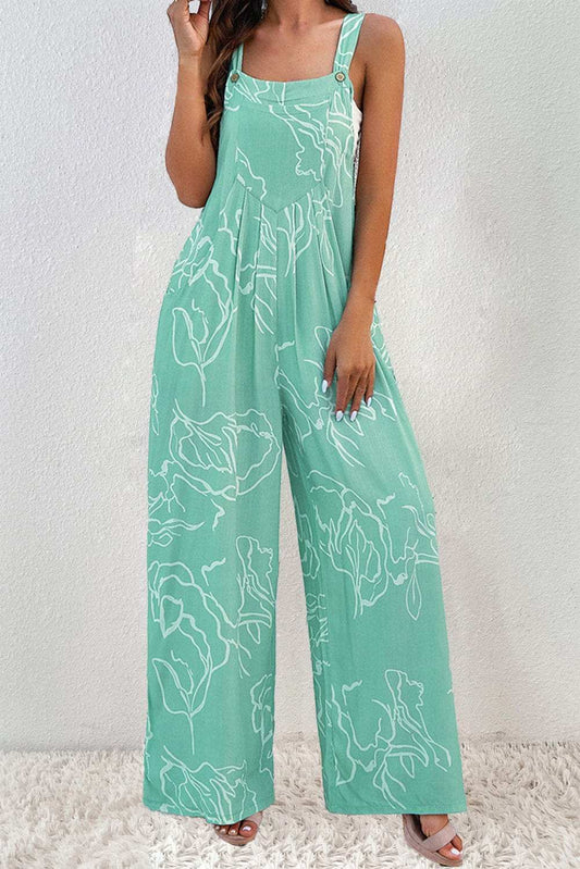 Printed Wide Strap Jumpsuit - Trendsi - Flyclothing LLC