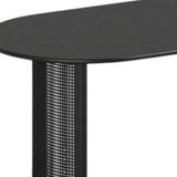 79" Black Solid Wood Double And Rattan Pedestal Base Oval Dining Table - HomeRoots - Flyclothing LLC