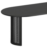 79" Black Solid Wood Double And Rattan Pedestal Base Oval Dining Table - HomeRoots - Flyclothing LLC