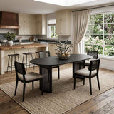 79" Black Solid Wood Double And Rattan Pedestal Base Oval Dining Table - HomeRoots - Flyclothing LLC