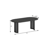 79" Black Solid Wood Double And Rattan Pedestal Base Oval Dining Table - HomeRoots - Flyclothing LLC