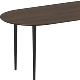 67" Walnut and Black Solid Wood Oval Dining Table - Homeroots - Flyclothing LLC