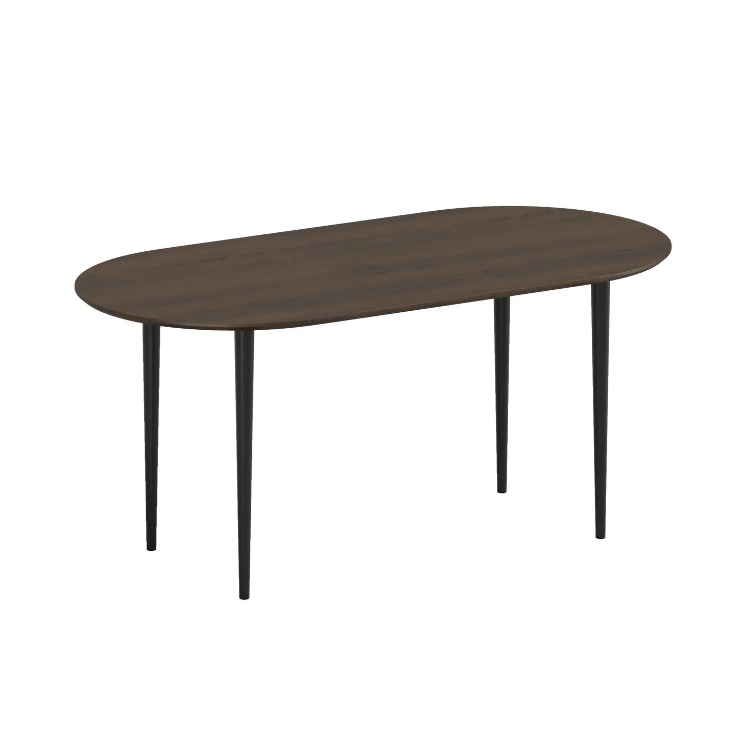 67" Walnut and Black Solid Wood Oval Dining Table - Homeroots - Flyclothing LLC