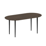 67" Walnut and Black Solid Wood Oval Dining Table - Homeroots - Flyclothing LLC
