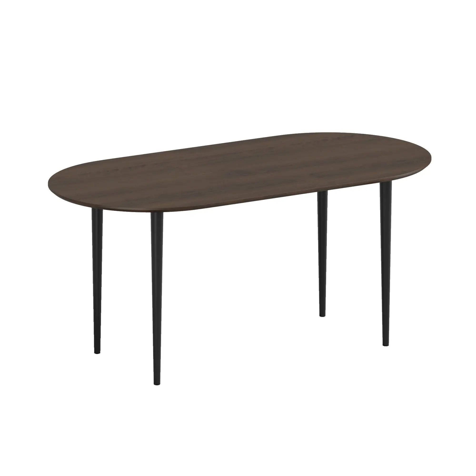 67" Walnut and Black Solid Wood Oval Dining Table - Homeroots - Flyclothing LLC
