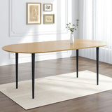 67" Natural and Black Solid Wood Oval Dining Table - Homeroots - Flyclothing LLC