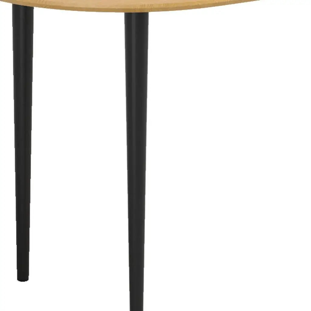 67" Natural and Black Solid Wood Oval Dining Table - Homeroots - Flyclothing LLC