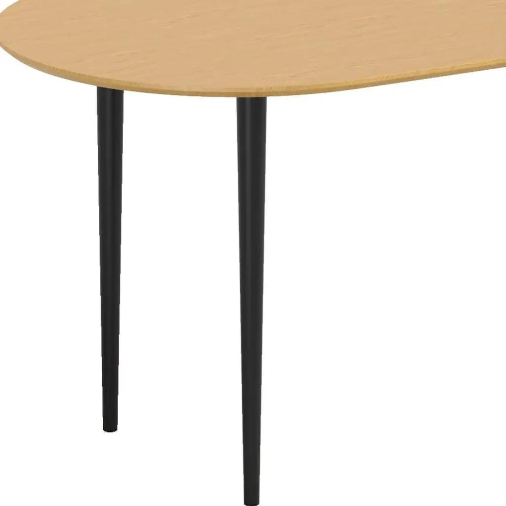 67" Natural and Black Solid Wood Oval Dining Table - Homeroots - Flyclothing LLC