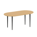 67" Natural and Black Solid Wood Oval Dining Table - Homeroots - Flyclothing LLC