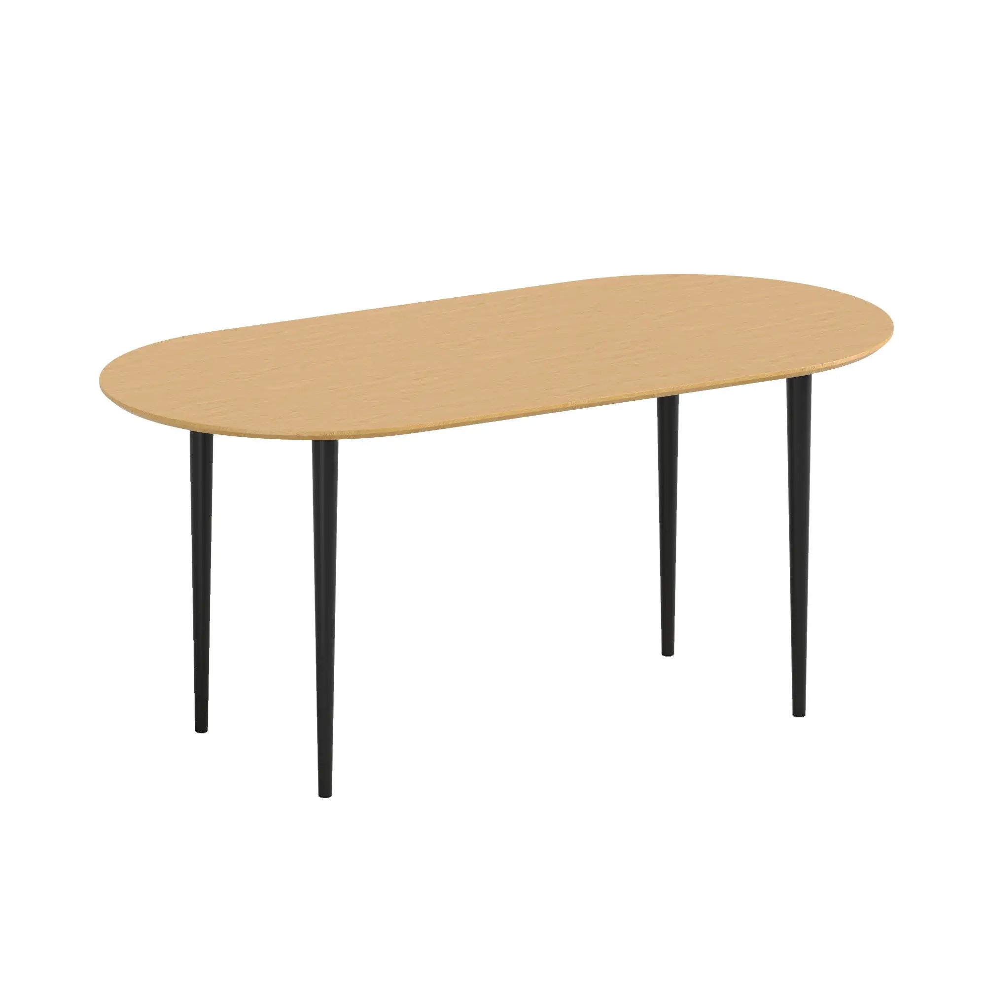 67" Natural and Black Solid Wood Oval Dining Table - Homeroots - Flyclothing LLC