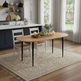 67" Natural and Black Solid Wood Oval Dining Table - Homeroots - Flyclothing LLC