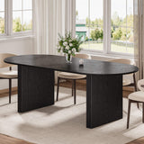 79" Black Solid Wood Double Pedestal Base Oval Dining Table - HomeRoots - Flyclothing LLC