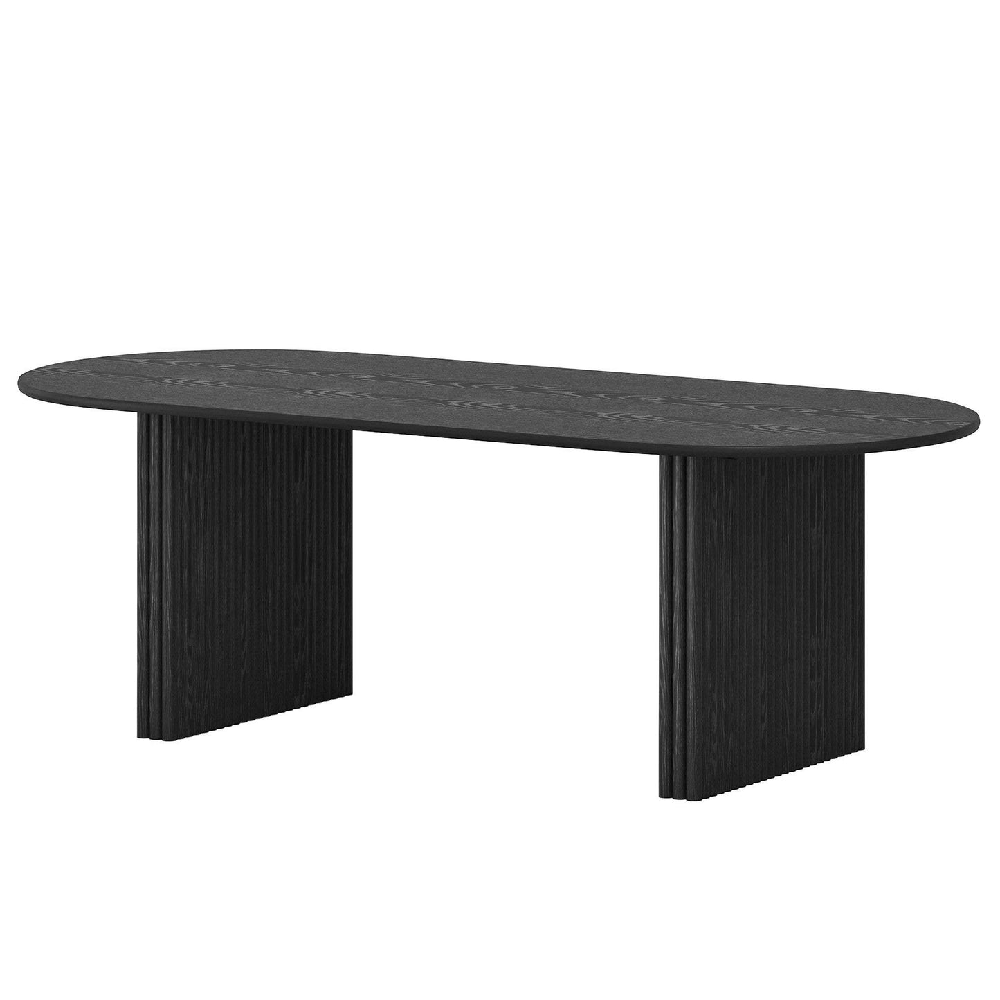 79" Black Solid Wood Double Pedestal Base Oval Dining Table - HomeRoots - Flyclothing LLC