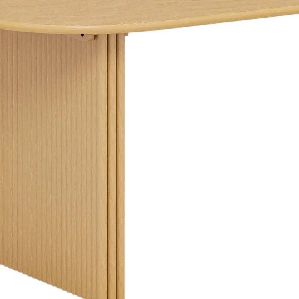 79" Natural Solid Wood Double Pedestal Base Oval Dining Table - Homeroots - Flyclothing LLC