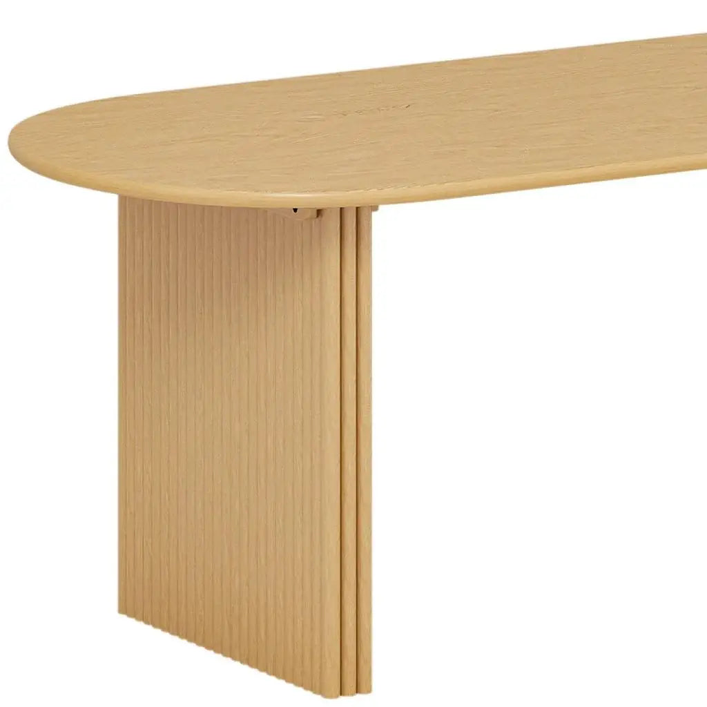 79" Natural Solid Wood Double Pedestal Base Oval Dining Table - Homeroots - Flyclothing LLC