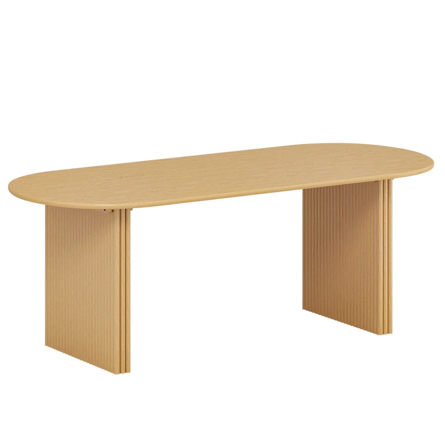 79" Natural Solid Wood Double Pedestal Base Oval Dining Table - Homeroots - Flyclothing LLC