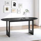 79" Black Solid Wood Geo Double Pedestal Base Oval Dining Table - HomeRoots - Flyclothing LLC