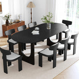 79" Black Solid Wood Geo Double Pedestal Base Oval Dining Table - HomeRoots - Flyclothing LLC