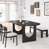 79" Black Solid Wood Geo Double Pedestal Base Oval Dining Table - HomeRoots - Flyclothing LLC