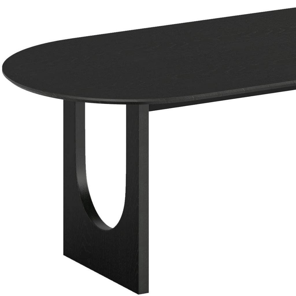 79" Black Solid Wood Geo Double Pedestal Base Oval Dining Table - HomeRoots - Flyclothing LLC