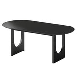 79" Black Solid Wood Geo Double Pedestal Base Oval Dining Table - HomeRoots - Flyclothing LLC