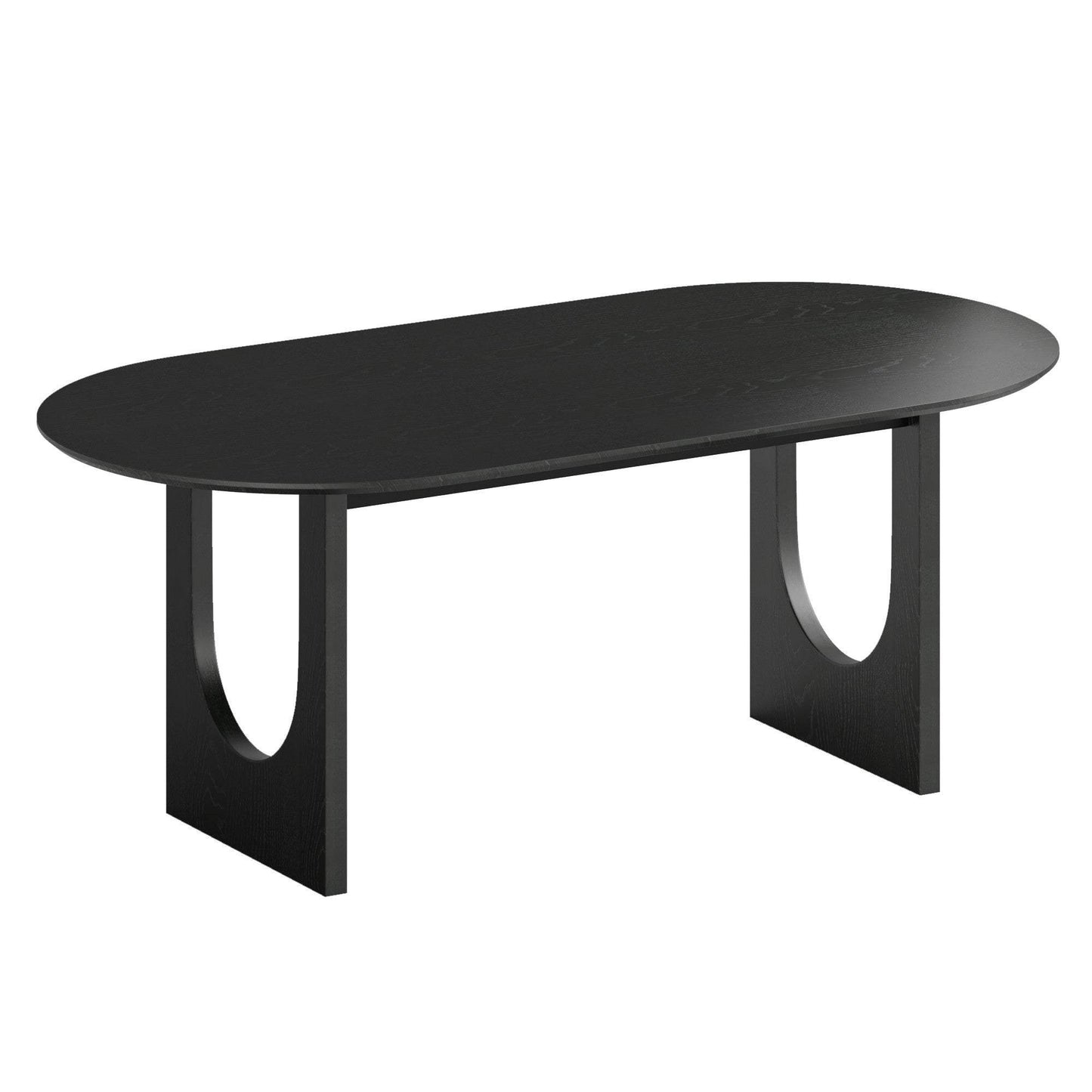 79" Black Solid Wood Geo Double Pedestal Base Oval Dining Table - HomeRoots - Flyclothing LLC