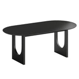 79" Black Solid Wood Geo Double Pedestal Base Oval Dining Table - HomeRoots - Flyclothing LLC