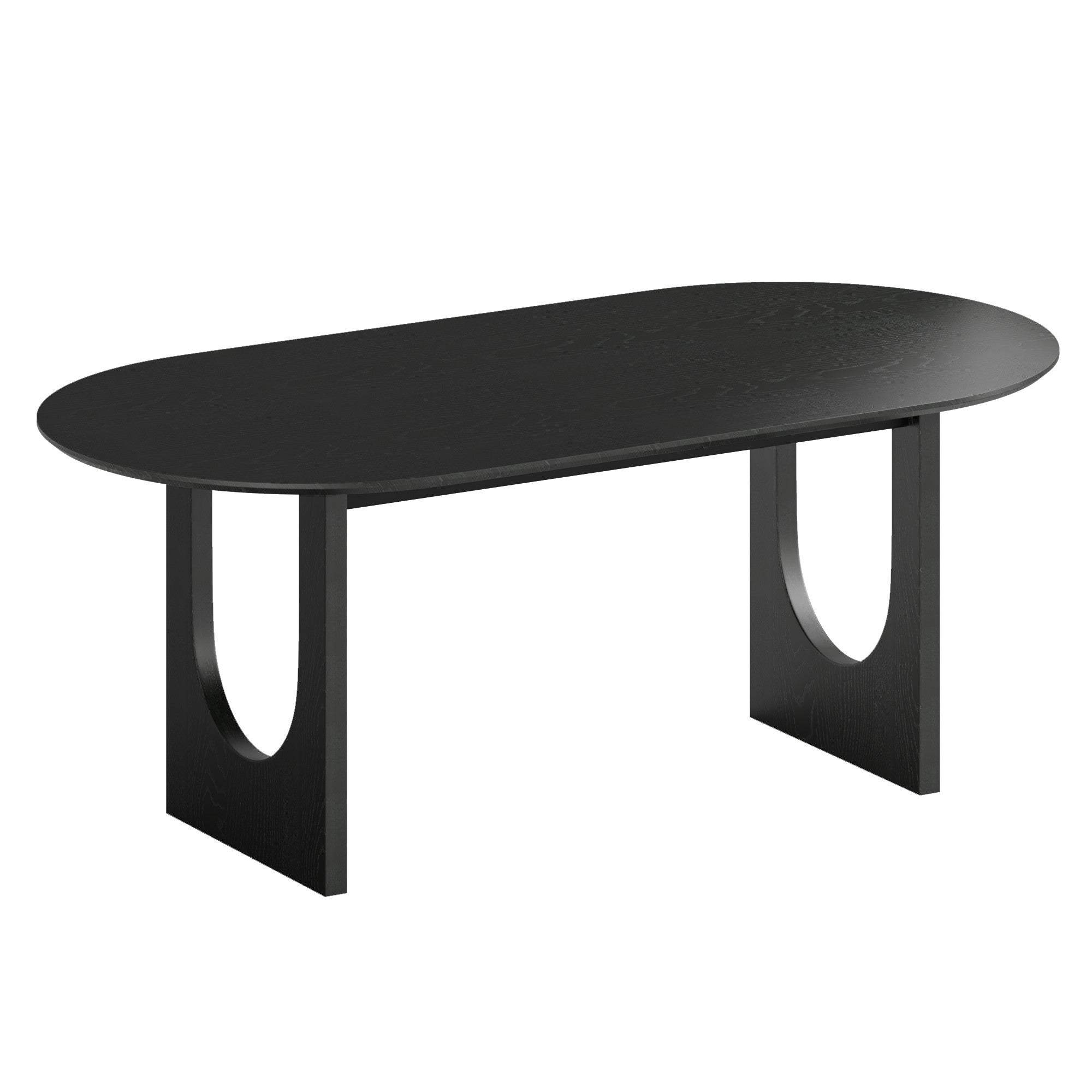 79" Black Solid Wood Geo Double Pedestal Base Oval Dining Table - HomeRoots - Flyclothing LLC