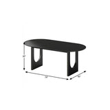 79" Black Solid Wood Geo Double Pedestal Base Oval Dining Table - HomeRoots - Flyclothing LLC