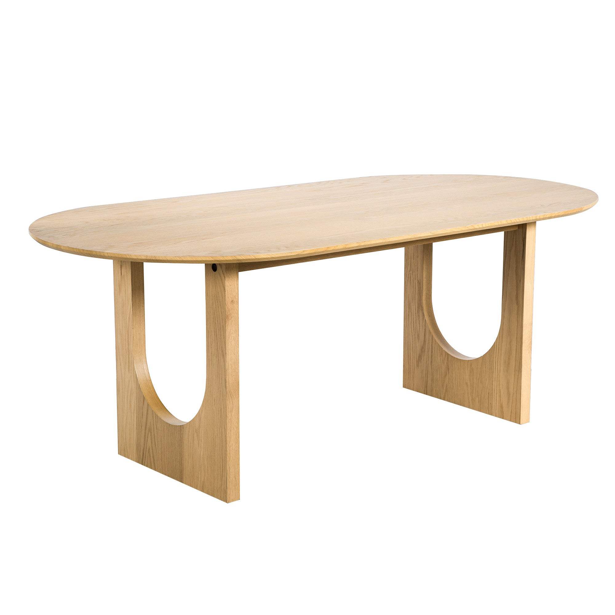 79" Natural Solid Wood Double Pedestal Base Oval Dining Table - HomeRoots - Flyclothing LLC