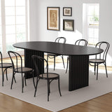 79" Black Solid Wood Double Pedestal Base Oval Dining Table - HomeRoots - Flyclothing LLC