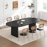 79" Black Solid Wood Double Pedestal Base Oval Dining Table - HomeRoots - Flyclothing LLC