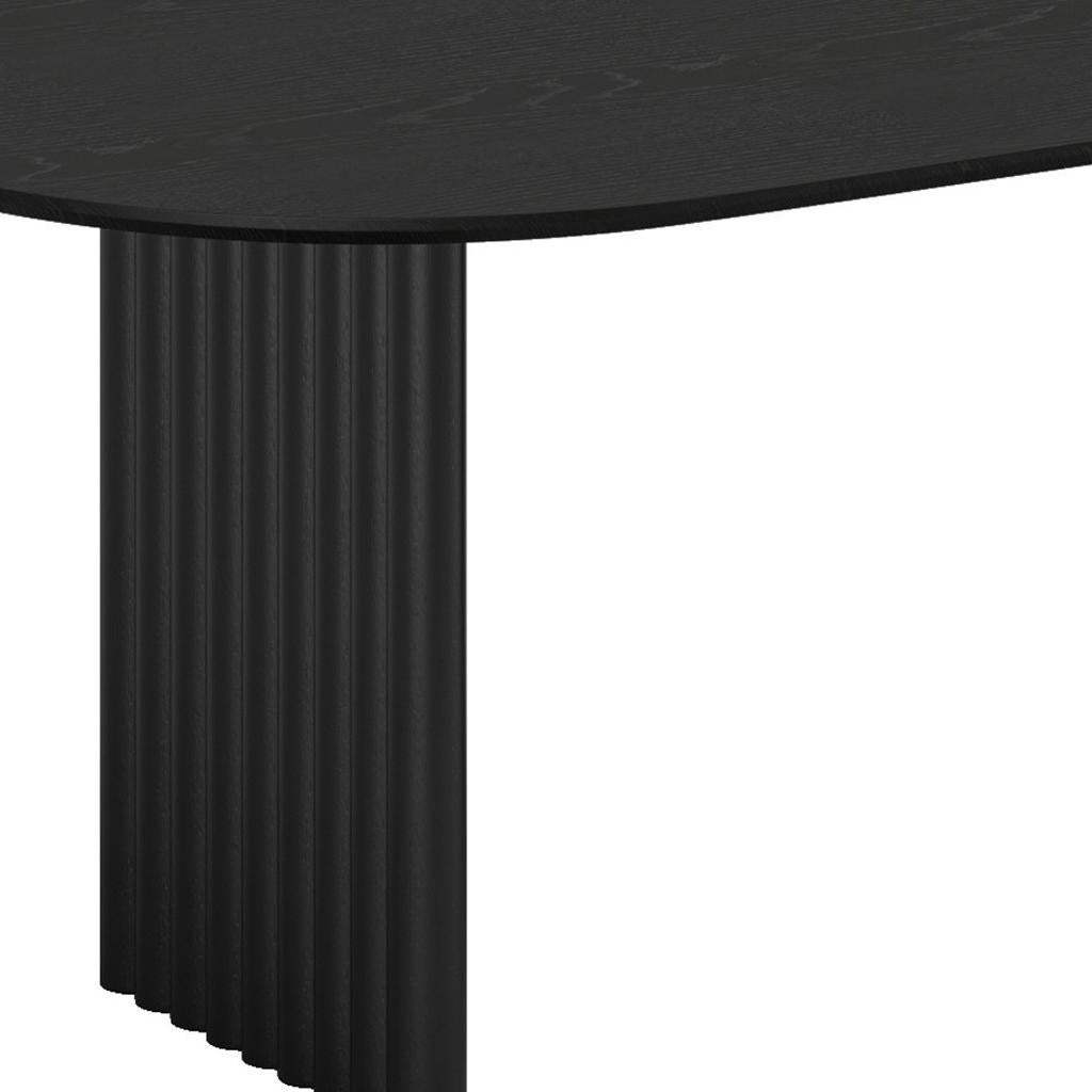 79" Black Solid Wood Double Pedestal Base Oval Dining Table - HomeRoots - Flyclothing LLC