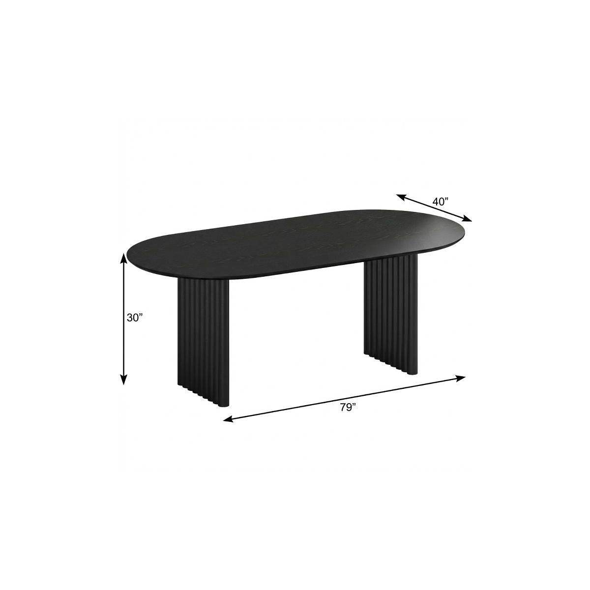 79" Black Solid Wood Double Pedestal Base Oval Dining Table - HomeRoots - Flyclothing LLC