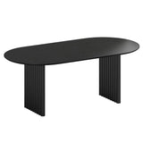79" Black Solid Wood Double Pedestal Base Oval Dining Table - HomeRoots - Flyclothing LLC