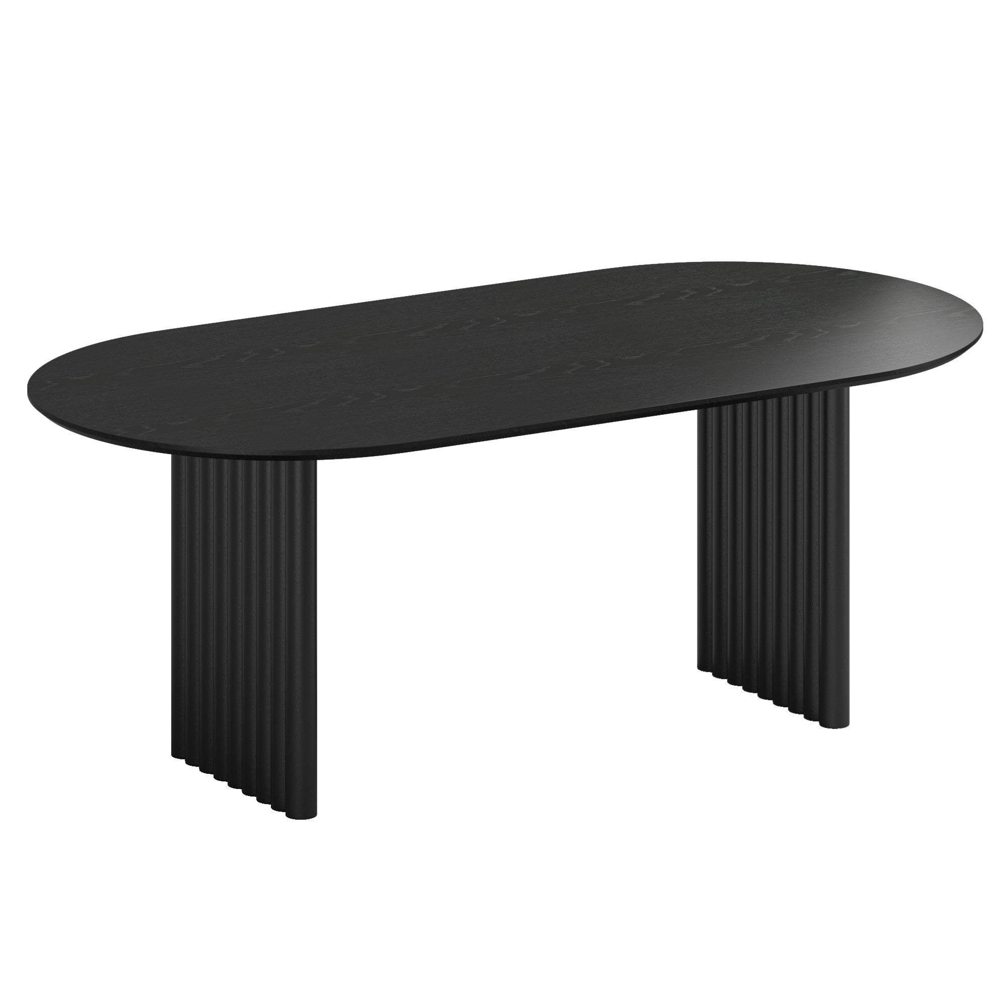 79" Black Solid Wood Double Pedestal Base Oval Dining Table - HomeRoots - Flyclothing LLC