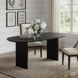 79" Black Solid Wood Double Pedestal Base Oval Dining Table - HomeRoots - Flyclothing LLC