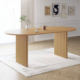 79" Natural Solid Wood Double Pedestal Base Oval Dining Table - HomeRoots - Flyclothing LLC