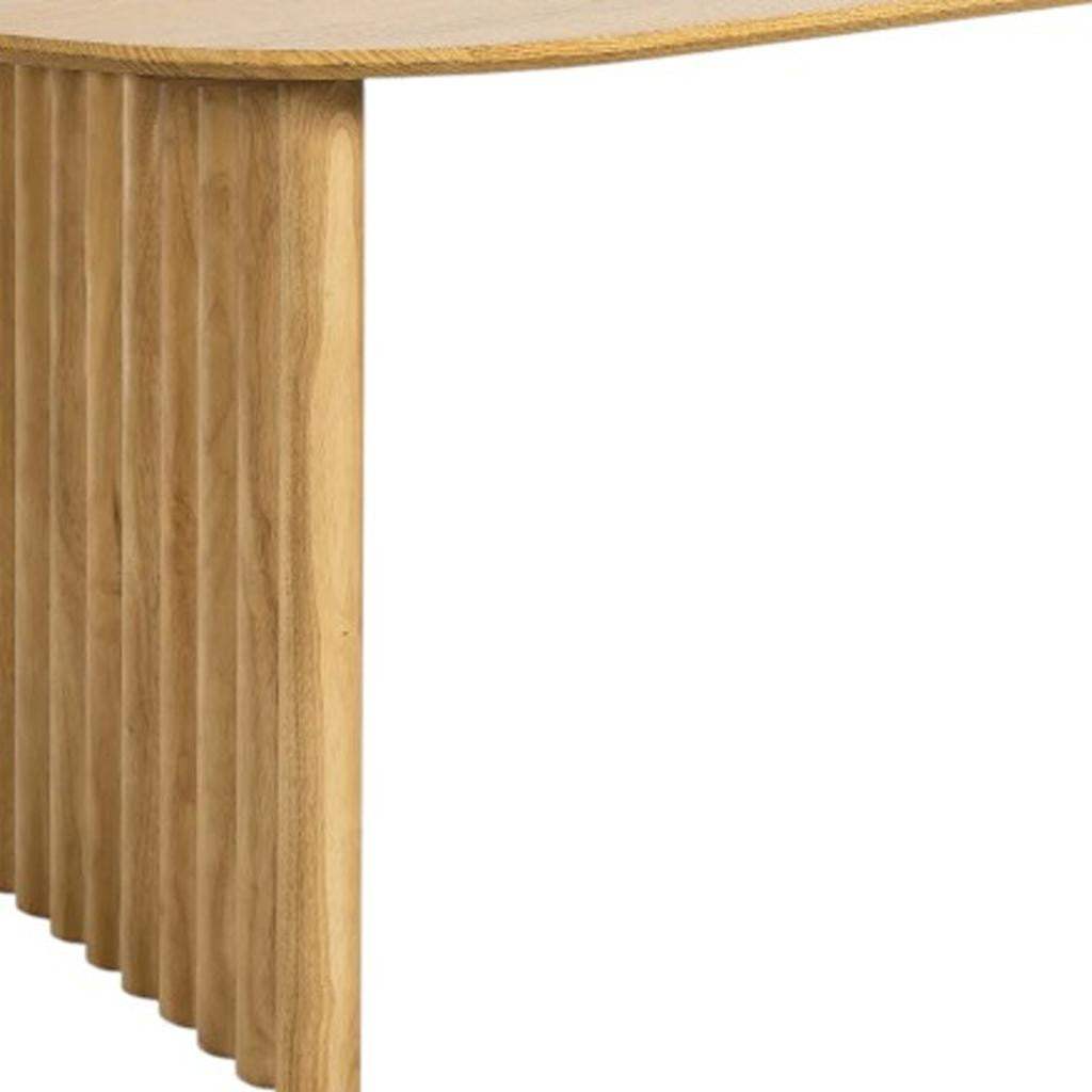 79" Natural Solid Wood Double Pedestal Base Oval Dining Table - HomeRoots - Flyclothing LLC
