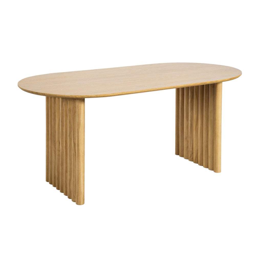79" Natural Solid Wood Double Pedestal Base Oval Dining Table - HomeRoots - Flyclothing LLC