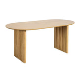 79" Natural Solid Wood Double Pedestal Base Oval Dining Table - HomeRoots - Flyclothing LLC