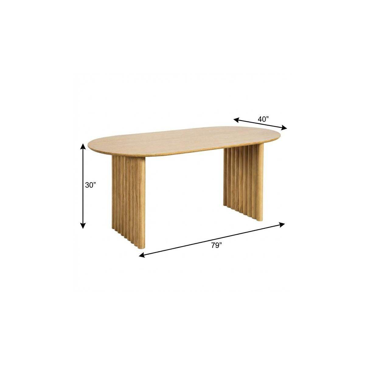 79" Natural Solid Wood Double Pedestal Base Oval Dining Table - HomeRoots - Flyclothing LLC