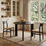 42" Black Solid Wood Three Leg Base Round Top Dining Table - HomeRoots - Flyclothing LLC