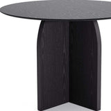 42" Black Solid Wood Pedestal Base Round Top Dining Table - HomeRoots - Flyclothing LLC